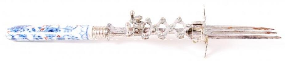 Húsvilla, porcelán nyelű, máz alatti kék festéssel, hibátlan, h:23 cm