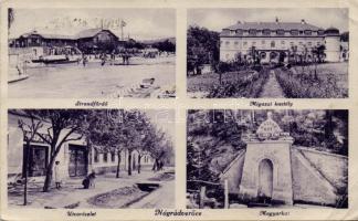 Verőce (Nógrádverőce) utca áruházzal, strandfürdő, Migazzi kastély, Magyar kút (fa)