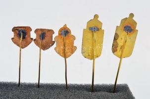 5db magyar címer jelvény, közte hideg-és tűzzománcozott T:1,2