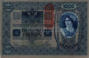 1902. 1000K (5x) "Deutschösterreich" felülnyomással és egymás utáni sorszámmal T:I-