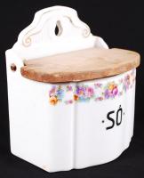 Háború előtti Zsolnay  liszt-, cukor-, só-, bors-, kávé, edények, egyik sérült, matricások, jelzette...