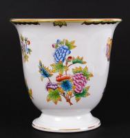 Herendi Viktória mintás kaspó, kézzel festett, jelzett, hibátlan, m:18 cm, d:18 cm