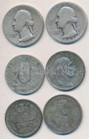 5db klf ezüst magyar és külföldi pénz T:vegyes