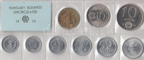 1974. 2f-10Ft 9db klf érmés forgalmi sor fóliatokban T:1