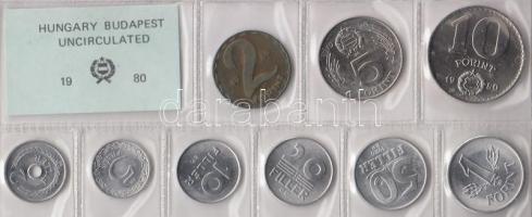 1980. 2f-10Ft 9db klf érmés forgalmi sor fóliatokban T:1