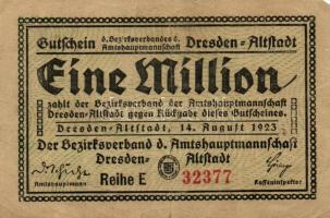 Német Birodalom/Weimari Köztársaság/Drezda 1923. 1.000.000M + 3.000.000M (3x) mind klf városi pénz T...