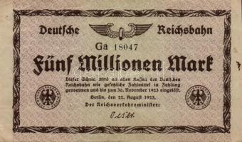 Német Birodalom/Weimari Köztársaság/Birodalmi Vasút/Drezda 1923. 500.000M + 5.000.000M T:II-,III Germany/Weimar Republic/Deutsche Reichsbahn/Dresden 1923. 500.000 Mark + 5.000.000 Mark C:VF,F