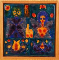 Katona Áron Sándor (1940-): Királyi pár. Tűzzománc, apró lepattanás, jelzett, 12×12 cm