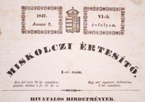 1847 Miskolci Értesítő. VI. évf., 1-18. szám