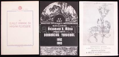 3db kiállítási katalógus: Az elmult harminc év magyar festészete. Győr, 1943; Remekművek a bécsi Albertinából. Bp., 1966, Szépművészeti Múzeum; Reismann K. Miksa dekorációs terveiből. 1982-1983, az O.M.F. Magyar Építészeti Múzeuma