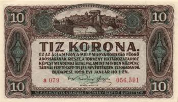 1920. 10K (5x) sorszámkövető T:I