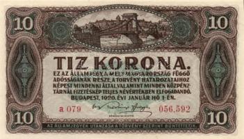1920. 10K (5x) sorszámkövető T:I