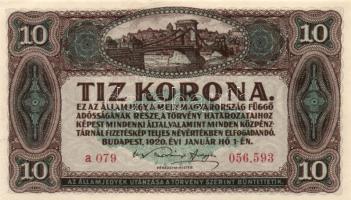 1920. 10K (5x) sorszámkövető T:I