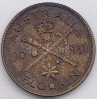 Ausztrália 1951. 1Fl Ag "Jubileum" T:2- Australia 1951. 1 Florin Ag "Jubilee" C:VF