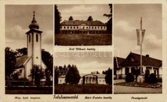 Felsőszemeréd, Római katolikus templom, Gróf Wilczek és Báró Ivánka kastély, országzászló / church, castle, flag