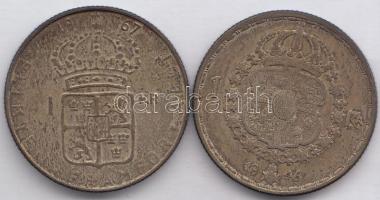 Svédország 1946. 1K Ag + 1967. 1K Ag T:3 Sweden 1946. 1 Krona Ag + 1967. 1K Ag C:F