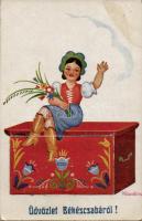 Békéscsaba, folklór, leporello s: Klaudinyi (ázott / wet damage)