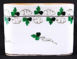 Herendi petrezselyem mintás fogpiszkáló tartó, kézzel festett, jelzett (háború előtti), hibátlan, h:8 cm, m:6 cm