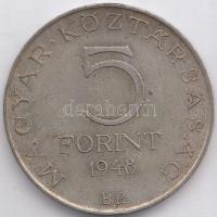 1948. 5Ft Ag "Petőfi" T:2-