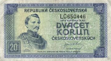 Csehszlovákia 1926. 20K + 1945. 20K + 50K + 100K T:III
Czechoslovakia 1926. 20 Korun + 1945. 20 Koru...