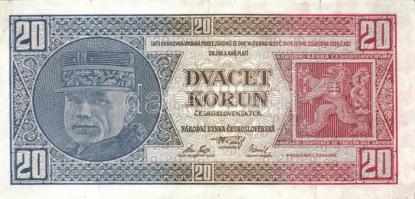 Csehszlovákia 1926. 20K + 1945. 20K + 50K + 100K T:III
Czechoslovakia 1926. 20 Korun + 1945. 20 Koru...