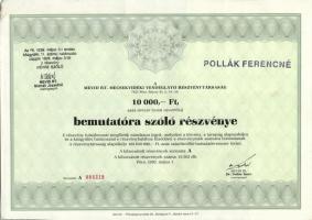 Pécs 1993. "MEVID RT. MECSEKVIDÉKI VENDÉGLÁTÓ RÉSZVÉNYTÁRSASÁG" 10.000Ft bemutatóra szóló ...