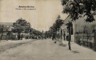 Balatonberény Fő utca, Páli vendéglő, templom (EK)