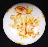 Herendi virágos bonbonier, kézzel festett, jelzett (1939), hibátlan, m:6 cm, d:7 cm