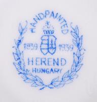 Herendi virágos bonbonier, kézzel festett, jelzett (1939), hibátlan, m:6 cm, d:7 cm