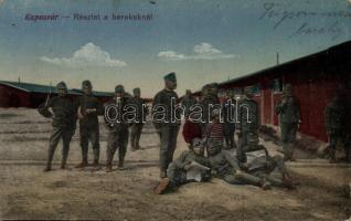 Kaposvár barakk katonákkal (fa)