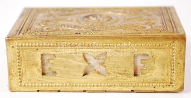 Cca 1900 Sommerville & Co. sárgaréz gyufásdoboz, h:7 cm