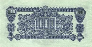 Csehszlovákia 1944. 100K "SPECIMEN" perforációval T:II-
Czechoslovakia 1944. 1000 Korun &q...