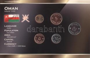 Omán 1999. 2B - 50B, 5klf fémpénz "World Money" T:1 Oman 1999. 2 Baisa - 50 Baisa, 5 different metal coins "World Money" C:UNC