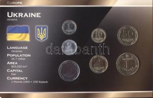 Ukrajna 1992-2008. 1k - 1H, 7klf fémpénz "World Money" T:1 Ukraine 1992-2008. 1 kopiyky - 1 Hryvnia, 7 different metal coins "World Money" C:UNC