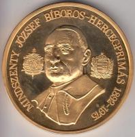 Bognár György (1944-) 1991. "Mindszenty József Bíboros Hercegprímás 1892-1975" aranyozott emlékérem (65mm) T:PP