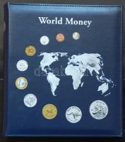 Leuchtturm "Binder World Money" gyűrűs berakó 8db kétosztású lappal, bankjegyekhez is, bőrkötésben, újszerű állapotban