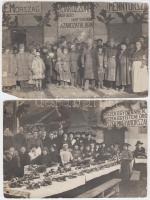 1920-1921 2db fotó a hadifoglyok fogadására rendezett jótékonysági összejövetelről, 13x18cm (viseltes állapotban)