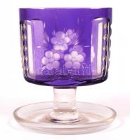 Fogpiszkáló tartó, többrétegű, csiszolt, metszett, hibátlan, m:11 cm, üveg óra, nem működik