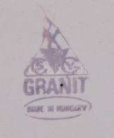 Gránit tányérok, kézzel festett, jelzett, néhányon festék nyomok, hibátlanok, d:23 cm, összesen 6 db