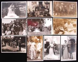 cca 1940 Várkonyi Stúdió 10db vintage felvétele a Jeszenszky báró bükkösdi kastélyában rendezett esküvőről,  17x11cm
