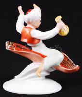Drasche Aladdin a repülő szőnyegen, kézzel festett, jelzett, hibátlan, ritka, m:12 cm, h:11 cm
