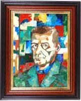 EW jelzéssel: Férfi portré. Olaj, farost, keretben, 42×33 cm