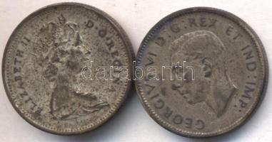 Kanada 1947. 25c Ag "VI. György" + 1965. 25c Ag "II. Erzsébet" T:2-
Canada 1947....
