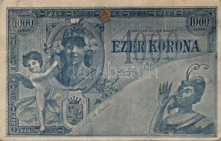 1000 Korona banknote, Lucifer Bank, Hebrew New Year greeting, humour (wet damage)