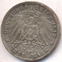 Német Államok / Bajorország 1913D 3M Ag "Bajor Ottó" T:2-,3 German States / Bavaria 1913D 3 Mark Ag "Otto Prince Regent Luitpold" C:VF,F