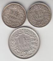 Svájc 1950-1951. 1/2Fr Ag (2x) + 1964. 1Fr Ag T:2-
Switzerland 1950-1951. 1/2 Franc Ag (2x) + 1964. ...