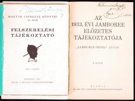 2db, cserkészettel kapcsolatos kiadvány: Felszerelési tájékoztató. Bp., 1929, M. Cserkészszövetség; ...