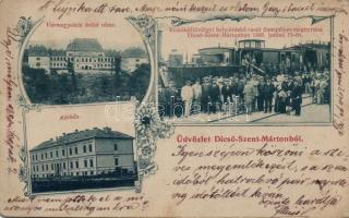 Dicsőszentmárton vármegyeház belső, kórház, Kisküküllő völgyi helyiérdekű vasút ünnepélyes megnyitása 1898. június 15-én / county house interior, hospital, celebration of the railway, Art Nouveau (EK)