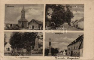 Szarvkő / Hornstein main street and square, war monument, church