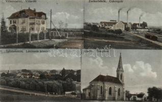 Félszerfalu Villa tér, Cukorgyár, templom / square, sugar factory, church